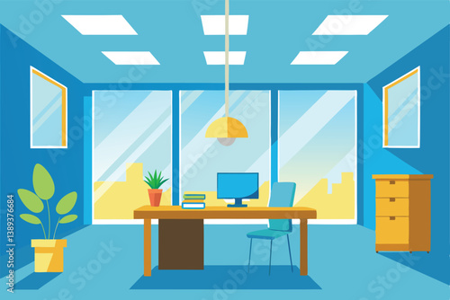 interior of a room with a table