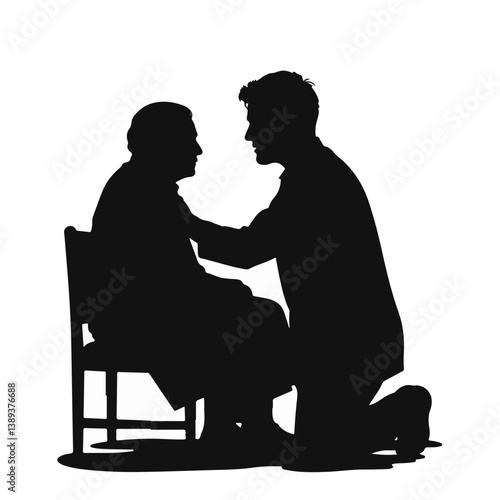 Elderly person receiving emotional support from caregiver  
