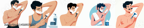 vector set of people shaving their armpit hair
