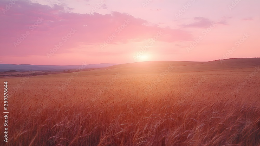 Obraz premium Golden Wheat Field Sunset Landscape (2)
