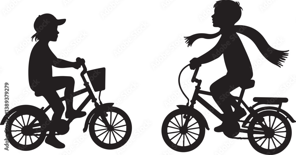 Obraz premium Kids Riding Bicycles Bundle