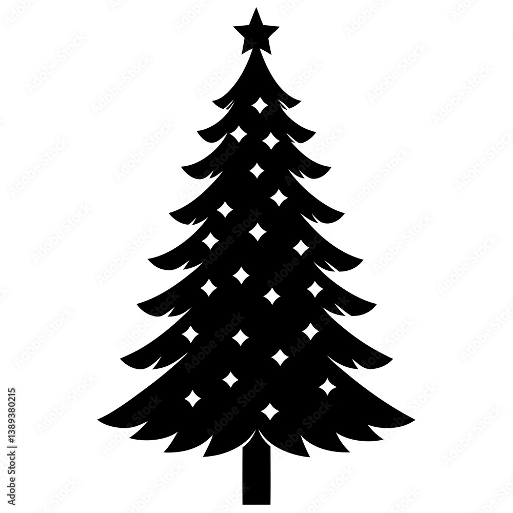 Fototapeta premium Christmas tree silhouette vector isolated on white background