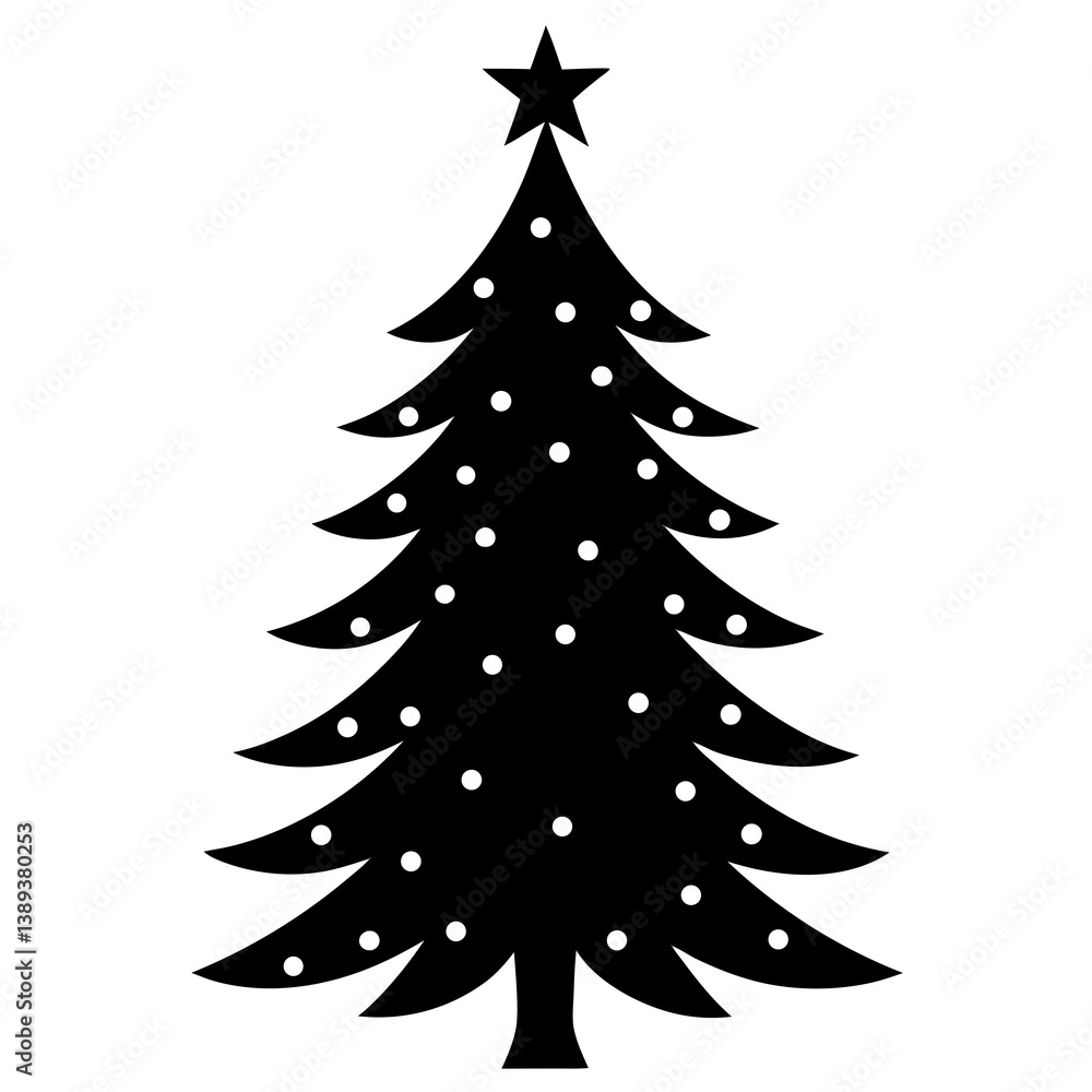 Obraz premium Christmas tree silhouette vector isolated on white background