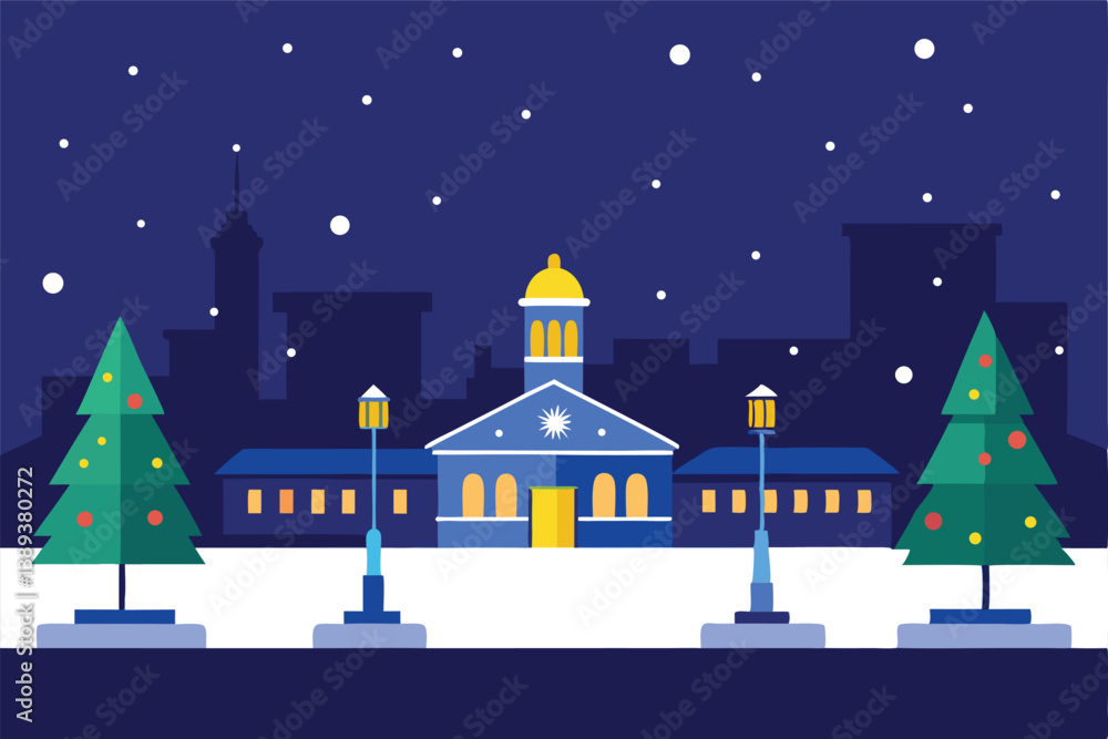 Fototapeta premium christmas night landscape