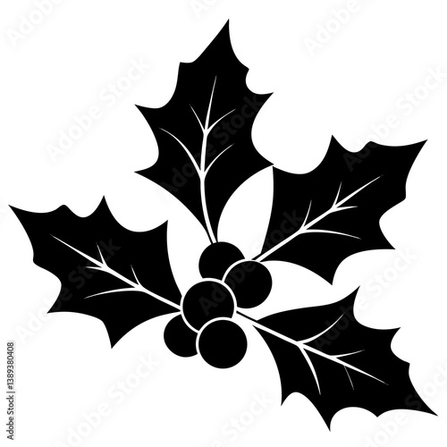 Holly Berry silhouette vector isolated on white background