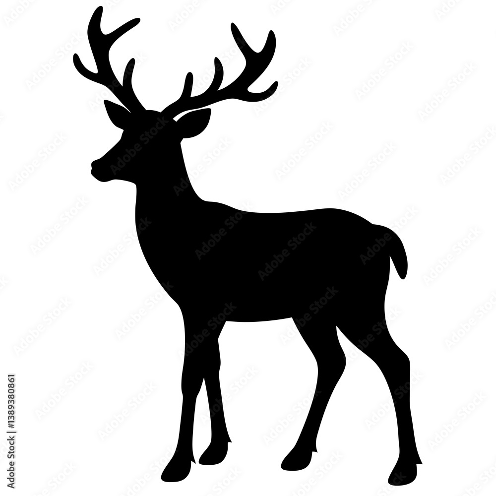 Obraz premium Reindeer silhouette vector isolated on white background