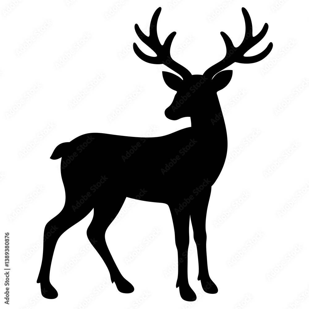 Fototapeta premium Reindeer silhouette vector isolated on white background