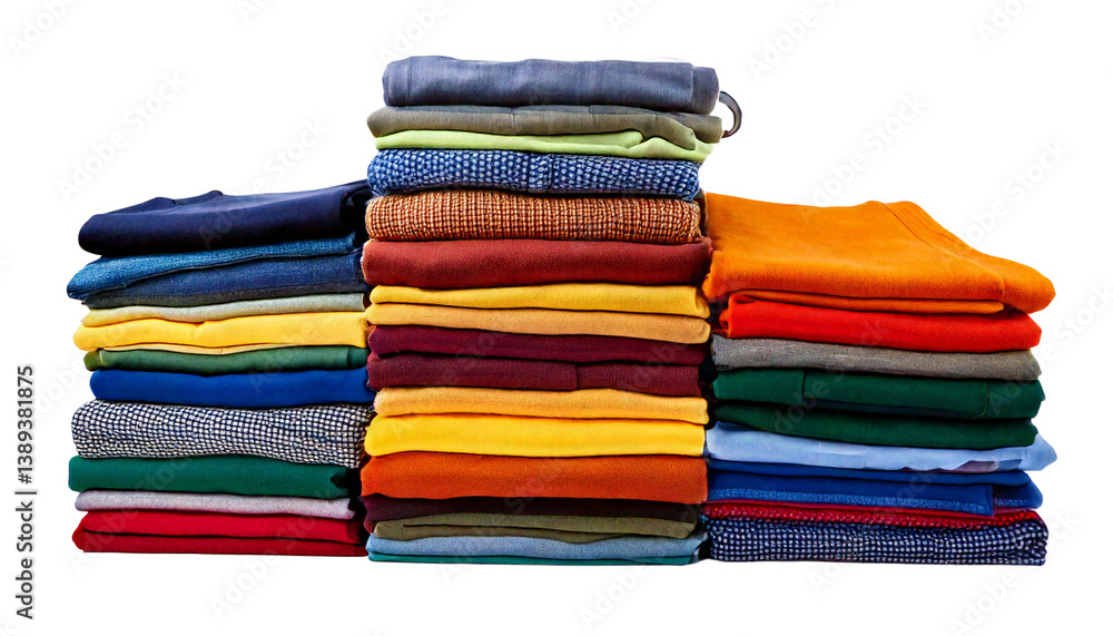 stack of colorful clothes on white background Png stack of colorful clothes on white background Png