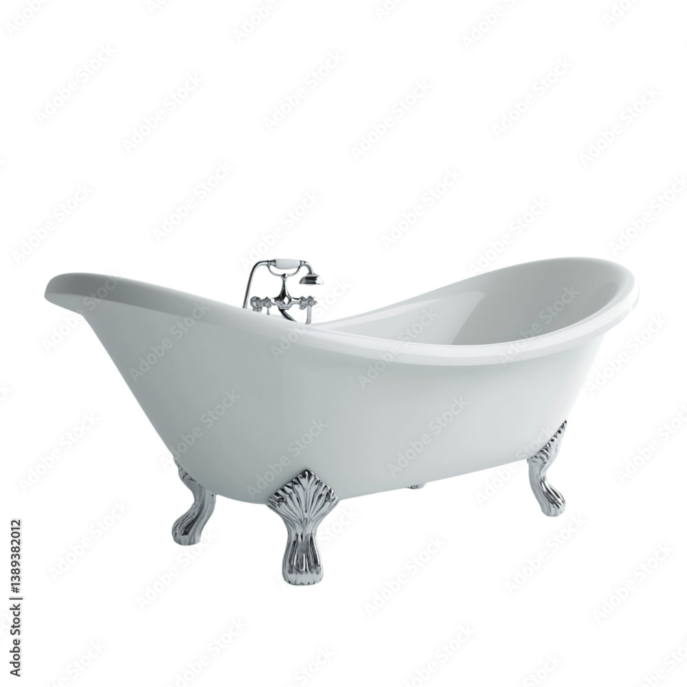 Naklejka premium 3D render of a bathtub isolated on a white background