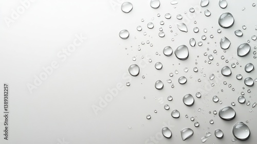 Water droplets on smooth surface; background, clean, backdrop; use in product photography, advertisement, website design