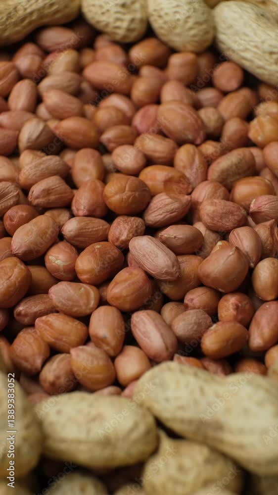 Shelled and Unshelled Peanuts Close-Up Vertical Rotate Shelled and Unshelled Peanuts Close-Up Vertical Rotate