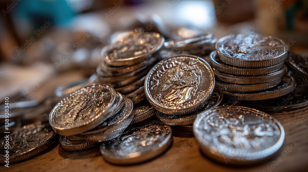 A pile of cocoa milk chocolate coins, shiny and reflective - of coins life photography treat A pile of cocoa milk chocolate coins, shiny and reflective - of coins life photography treat