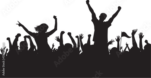 Silhouette of Grass with Dancing Crowd at Night Party