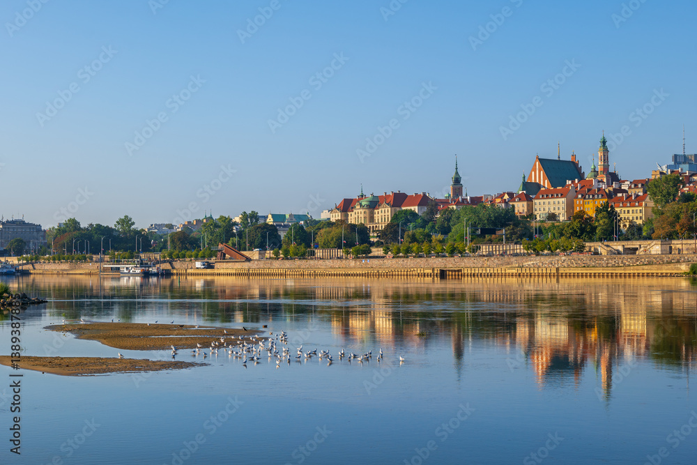 Warsaw River View Skyline With Old Town In Poland Warsaw River View Skyline With Old Town In Poland