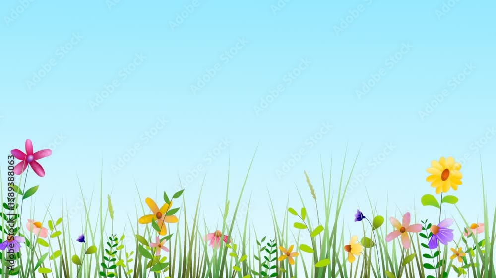 Peaceful Meadow with Colorful Flowers and sky background