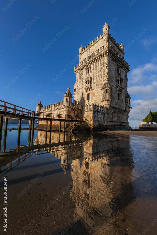 Obraz premium Belem Tower At Tagus River In Lisbon, Portugal