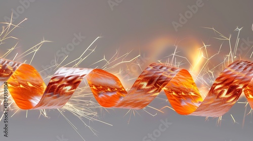 Close up of magnesium ribbon burning intense white light releasing brilliant sparks