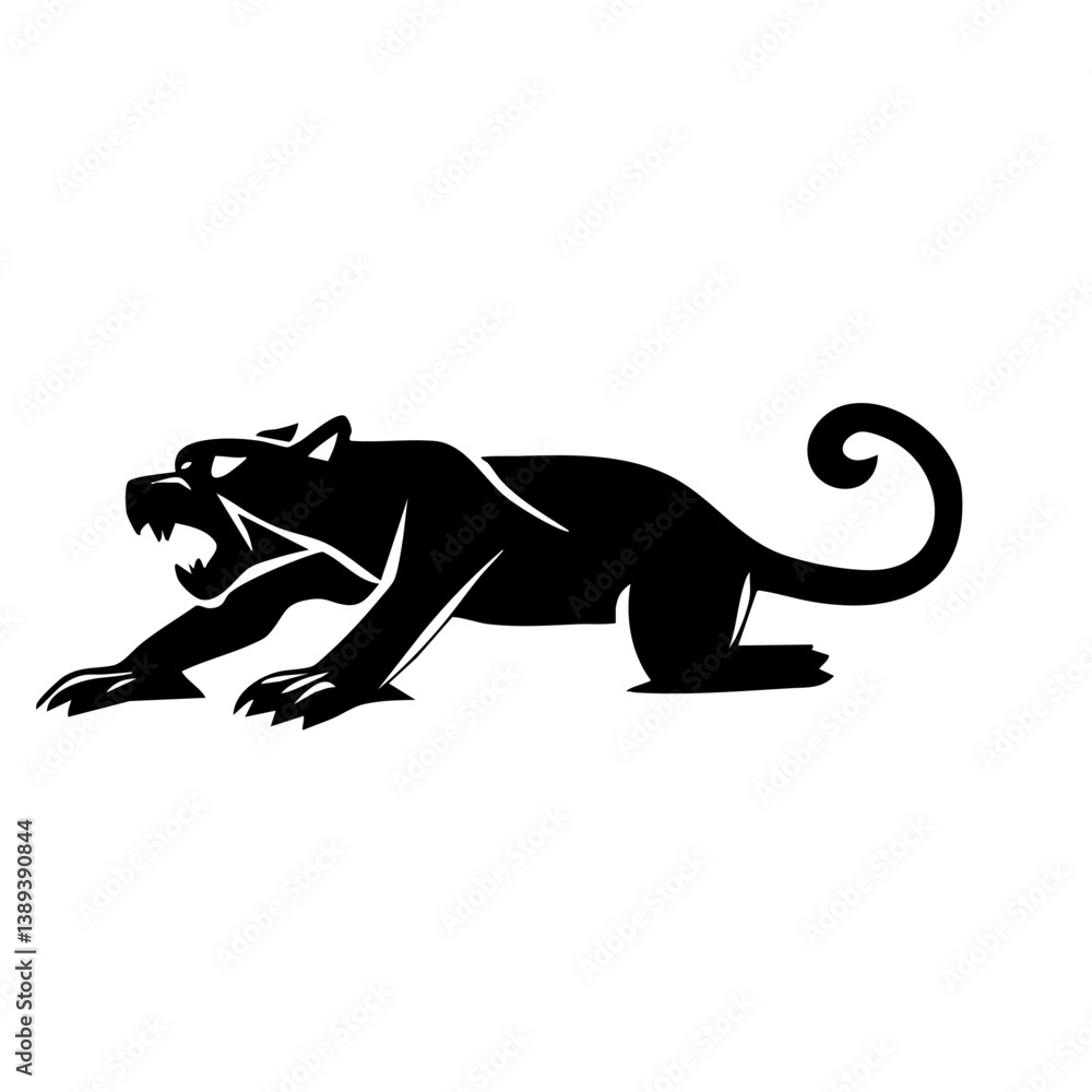 Obraz premium Panther logo illustration in Attack Stance – Tribal Silhouette