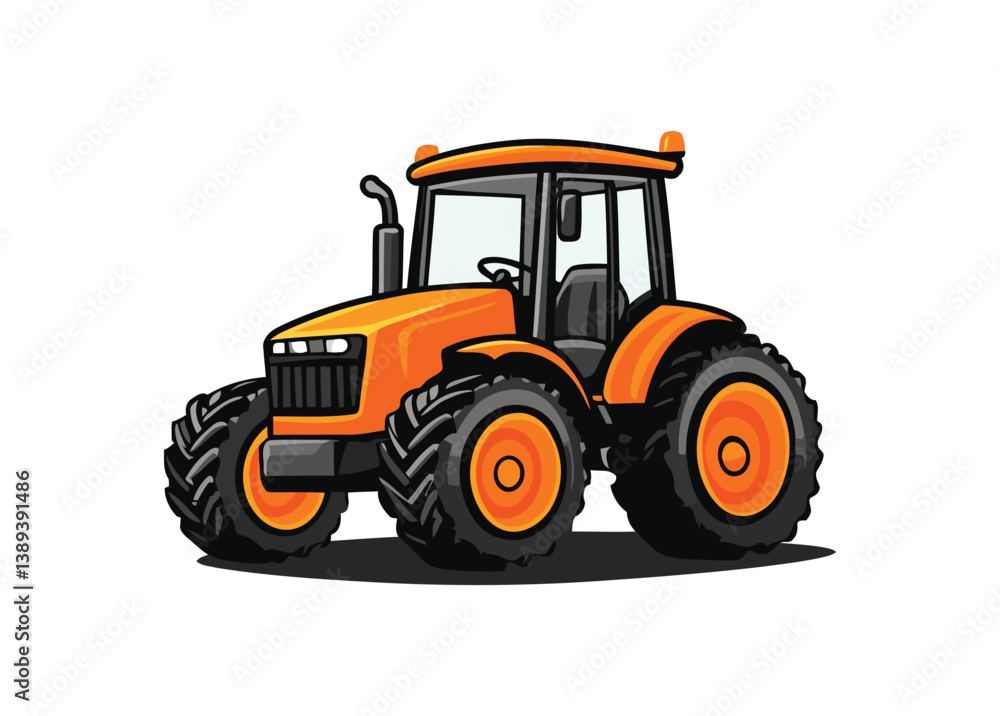Obraz premium Colorful Tractor Vector Illustration Logo And Icon with small and simple heavy duty tractor Icon vector background
