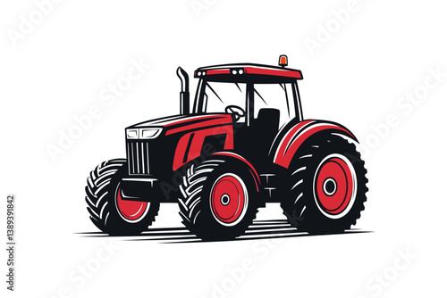 Colorful Tractor Vector Illustration Logo And Icon with small and simple heavy duty tractor Icon vector  background