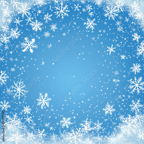 Abstract background of snowlakes on a blue colour