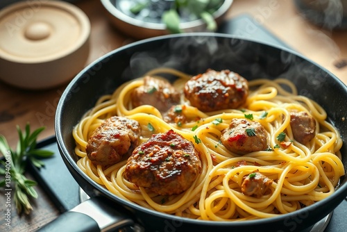 Juicy Linguine with Fried Chicken Liver Top view