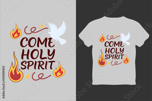Fiery Pentecost t-shirt design vector template 