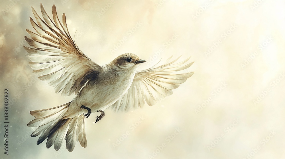 Naklejka premium Bird in Flight, Celestial Background