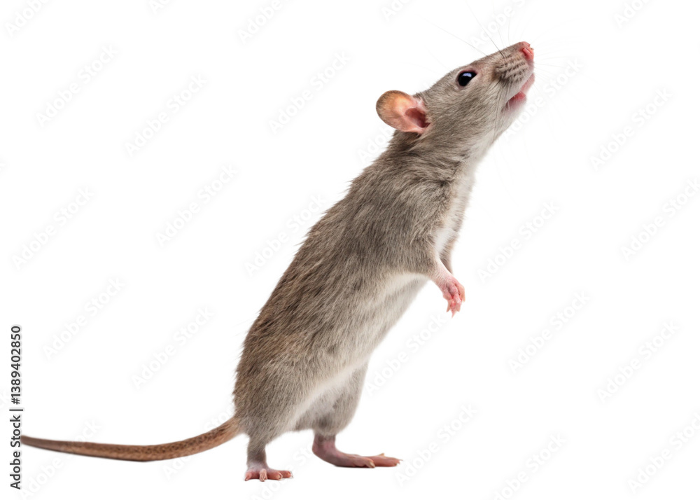 Curious gray rat isolated on transparent background Curious gray rat isolated on transparent background