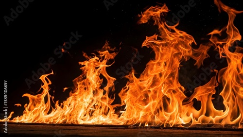 MACRO Shot of Bright Flickering Flames in Darkness – Intense Orange Fire Closeup