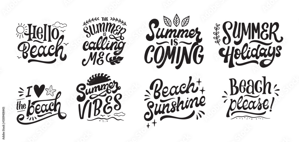 Fototapeta premium Set Summer lettering sticker 