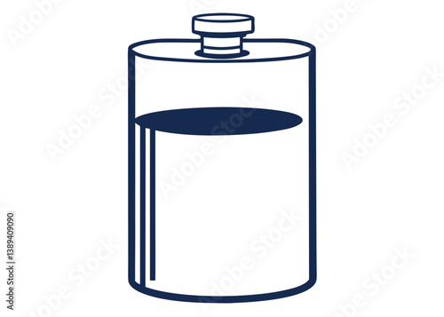 Captivating minimalist outline of a classic flask, perfect for modern beverage branding, stylish lifestyle concepts, or adventurous travel themes, ready for your creative projects.