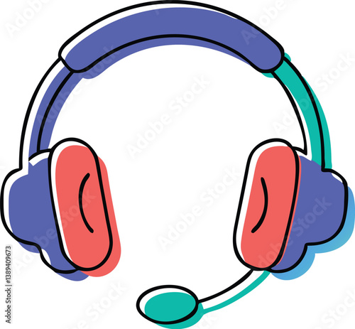 Vibrant, modern headset with microphone offers seamless communication for customer service, gaming, and online collaboration, enhancing user experience and connectivity.