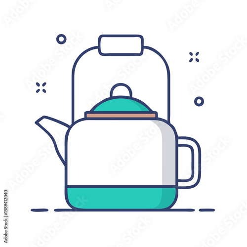 Stylized kettle illustration with a minimalist design, showcasing a modern kitchen accessory, suitable for culinary arts, food blogs, or home decor discussions.