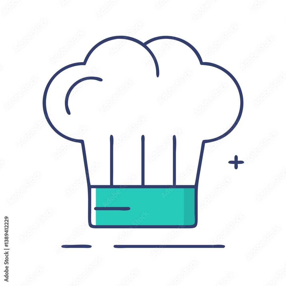 A chef's hat illustration in a minimalist style, featuring soft lines and a modern design, representing culinary arts, cooking, food preparation, and kitchen creativity. A chef's hat illustration in a minimalist style, featuring soft lines and a modern design, representing culinary arts, cooking, food preparation, and kitchen creativity.