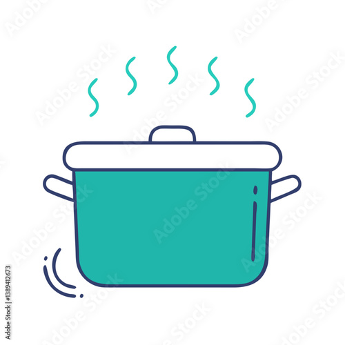A steaming turquoise cooking pot emitting fragrant aroma, symbolizing home-cooked meals and culinary creativity, perfect for cooking blogs, recipe sharing, and kitchen decor.