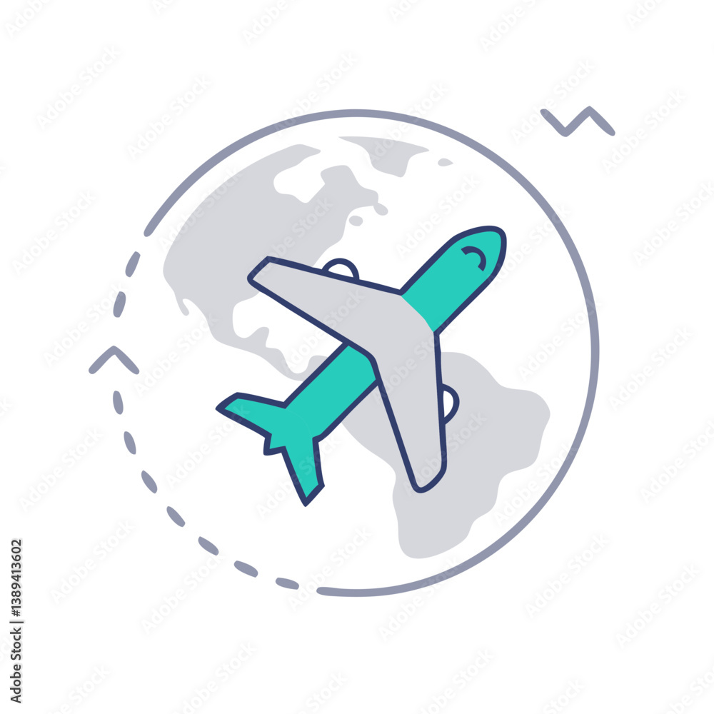 A stylized airplane flying around a globe, symbolizing global travel and connectivity, representing the excitement of exploration and adventure in aviation, ideal for travel-themed projects. A stylized airplane flying around a globe, symbolizing global travel and connectivity, representing the excitement of exploration and adventure in aviation, ideal for travel-themed projects.