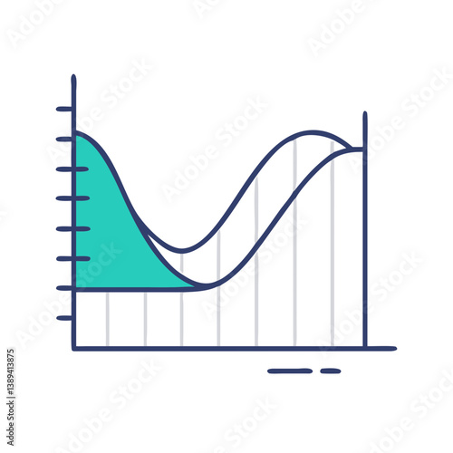 Stylized line graph depicting fluctuating data trends, showcasing growth and decline in analytics, representing financial analysis and business performance metrics.