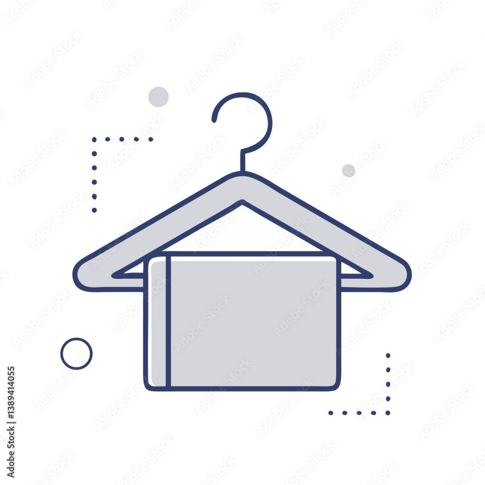 A minimalist hanger with a neatly folded towel, representing home organization and cleanliness, perfect for interior design inspiration and home decor projects. A minimalist hanger with a neatly folded towel, representing home organization and cleanliness, perfect for interior design inspiration and home decor projects.