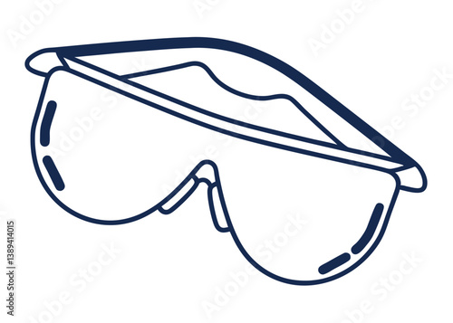 Safety goggles outline illustration for workplace protection, construction, laboratory, and industrial safety, a modern graphic design concept