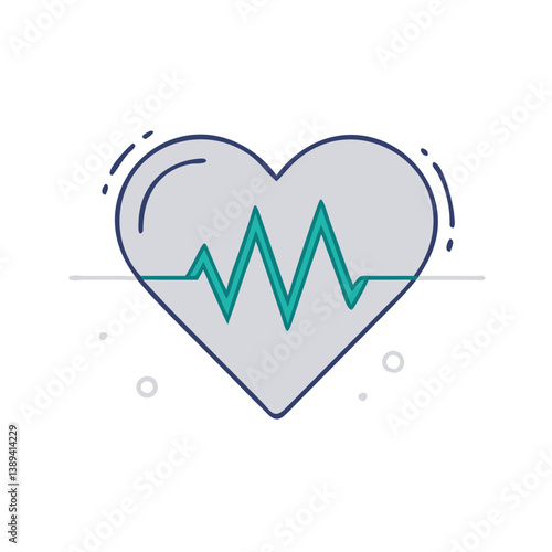 Stylized medical heart symbol with heartbeat line, representing health and vitality in a minimalist design, ideal for healthcare, wellness, medical technology, and fitness-related visuals.
