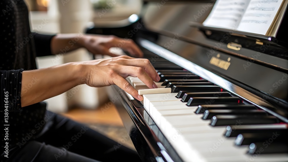 Obraz premium Timeless Touch: A Pianist’s Dance on Classic Keys