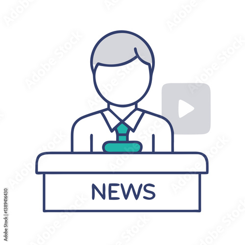 A news anchor presenting breaking news in a television studio, conveying authority and professionalism against a modern backdrop, ideal for media, journalism, or broadcast communication.