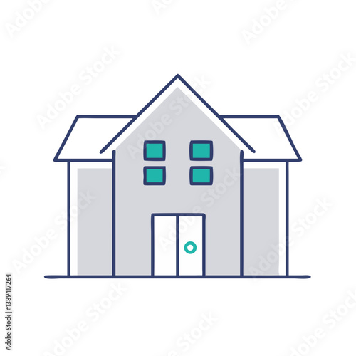 A minimalistic line drawing of a modern house exterior with geometric features, showcasing contemporary architecture, perfect for real estate, interior design, and home improvement themes.