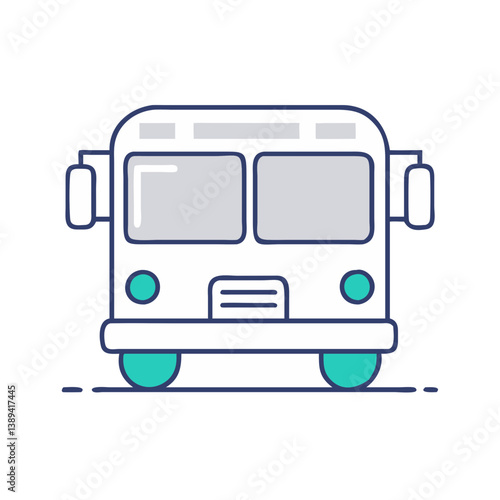 An illustration of a front view of a bus, representing public transportation, urban commuting, travel convenience, and accessibility for city dwellers and travelers.