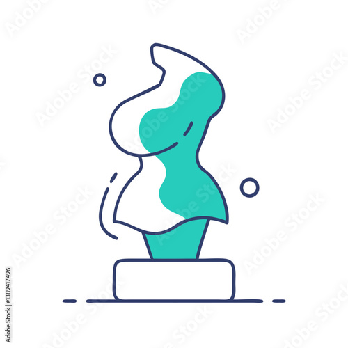 A modern abstract sculpture representing femininity and grace, beautifully crafted with flowing lines and soft turquoise colors, ideal for artistic installations and contemporary decor.