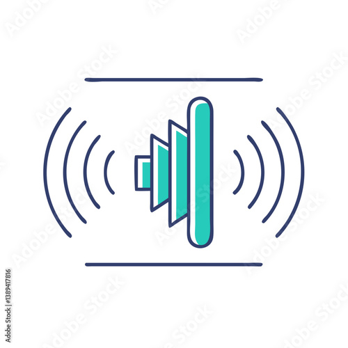Stylized sound wave icon with radiating lines, representing audio, visual communication, and sound design concepts for modern digital applications and media.