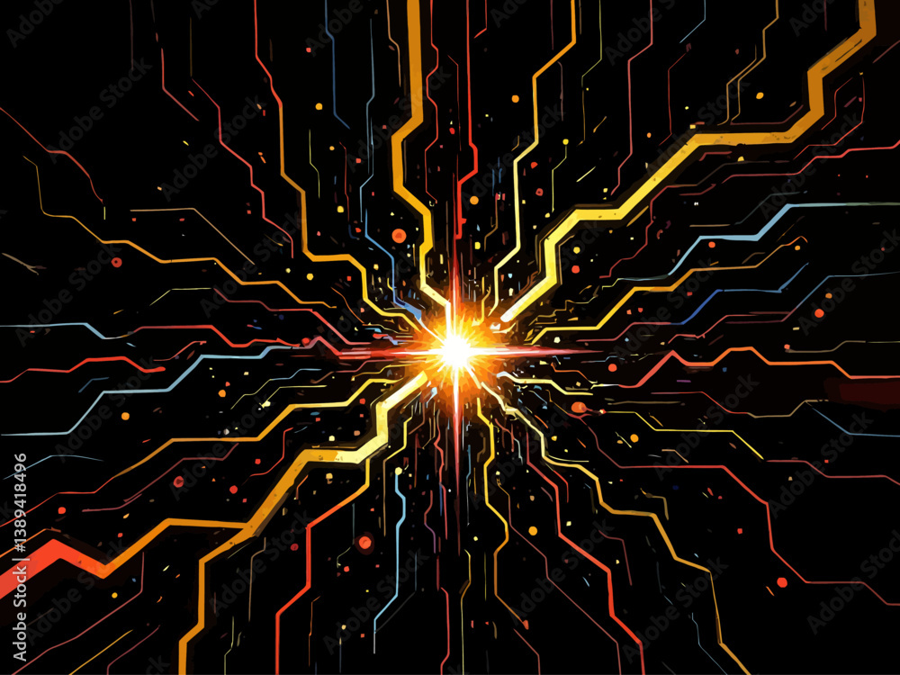 Obraz premium Black Gold Electric Background