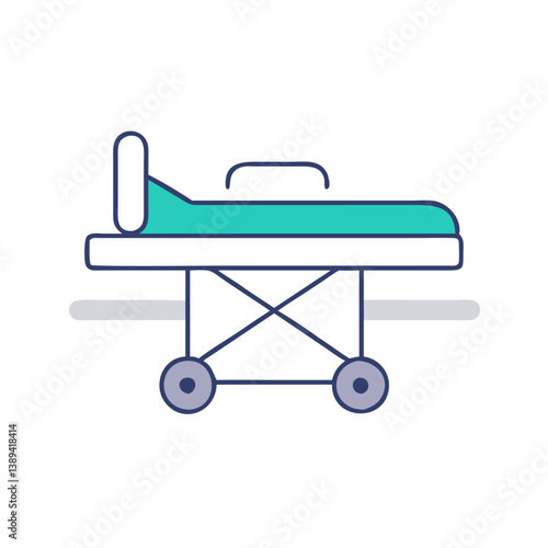An illustration of a hospital gurney symbolizing emergency medical services, healthcare efficiency, patient transport, and the vital role of medical equipment in healthcare environments.