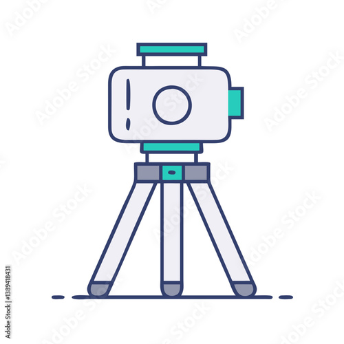A modern surveying camera equipped on a tripod, capturing precise measurements in a construction site environment, representing the importance of technology in land surveying and engineering projects.